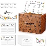 Maxdot 219 Pcs Recipe Cards and Book Set Wooden Recipe Box Organizer Blank Cards and Dividers with Protectors Kitchen Gift for Cooking Lover Housewarming Bridal Showers, Weddings Gifts