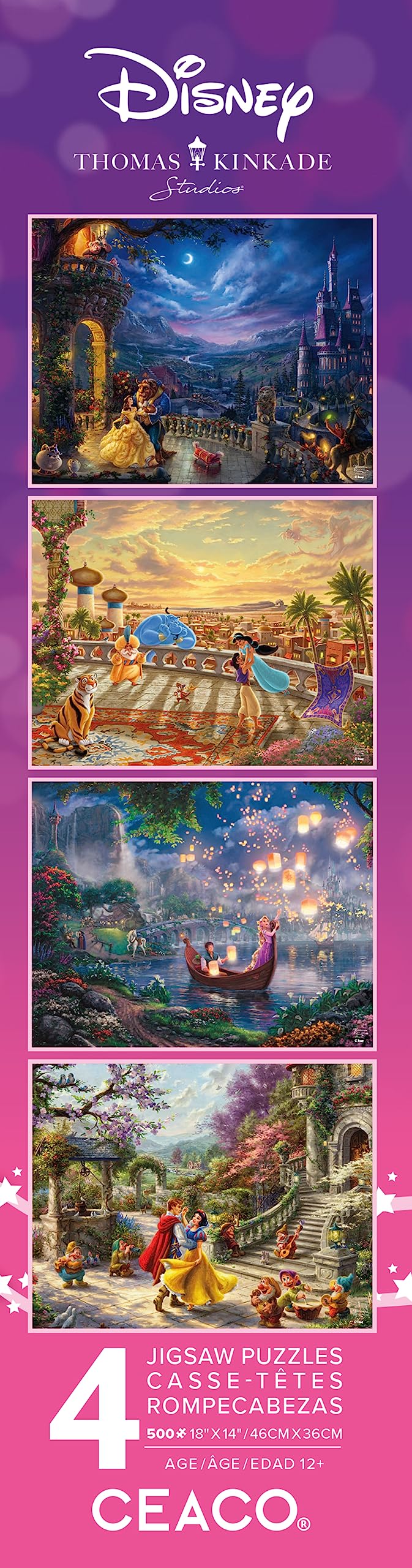 Ceaco - 4 in 1 Multipack - Disney - Thomas Kinkade - (4) 500 Piece Jigsaw Puzzles