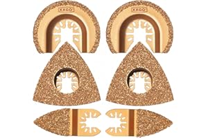 XXGO 6 Pcs Multi Tool Blades Carbide for Grit Grout Removal Compatible with Bosch Chicago Craftsman Dewalt Dremel Fein Genesis Harbor Freight Makita Milwaukee Porter Cable Ridgid Ryobi Rockwell XG8510