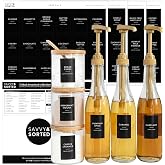 Black Coffee Bar Essentials Labels, 72 Preprinted Coffee Syrup Station Organizer Stickers, Accessories and Gifts for Coffee Lovers