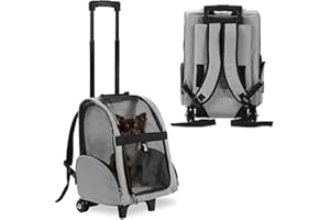 KOPEKS Deluxe Backpack Pet Travel Carrier with Double Wheels for Pets up to 10 Pounds - Black - Approved by Most Airlines