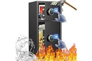 RIFLEWELL SAFE,6.5 Cu ft Large Safe Box Fireproof Waterproof,with LED Light fire proof safe for home documents,Fingerprint password personal Safe with Deposit Slot & Dual Alarm System，Security Box fo Valuables