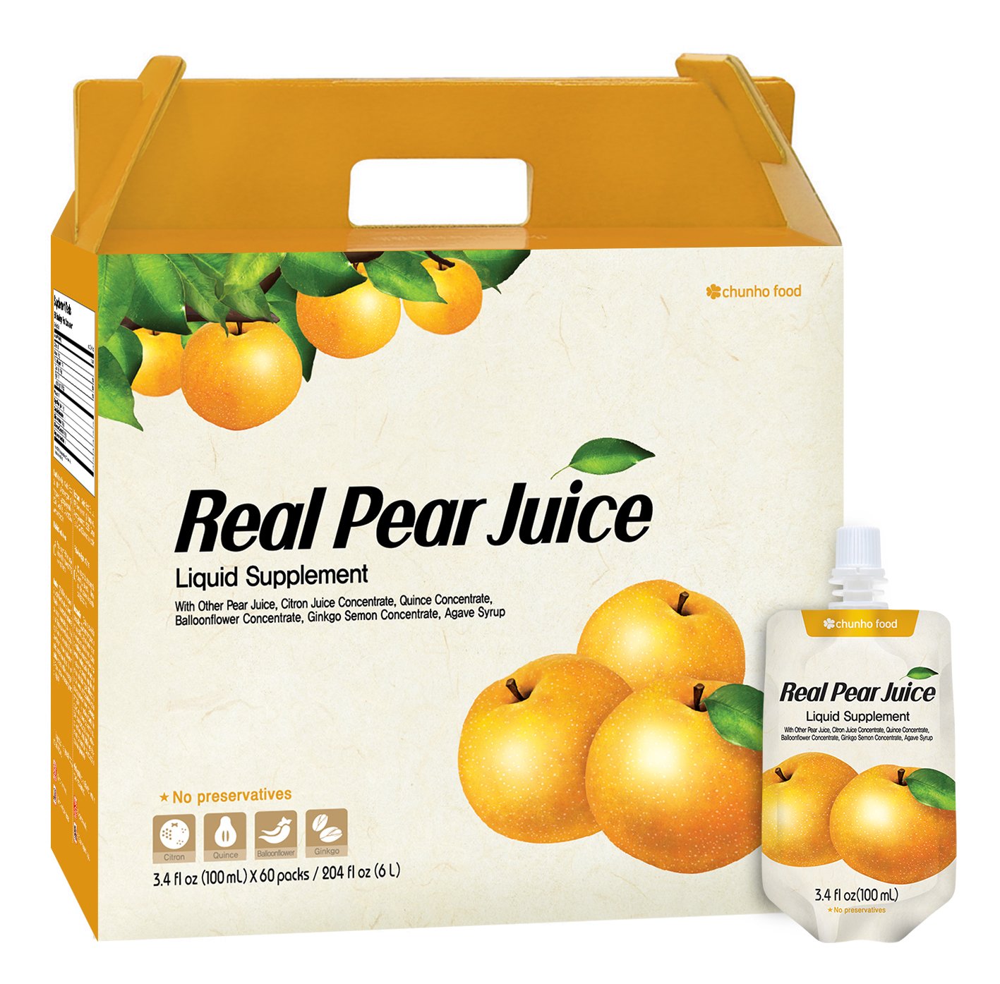 Chunho Food Real Pear Juice Liquid Supplement. Protects, Helps Against