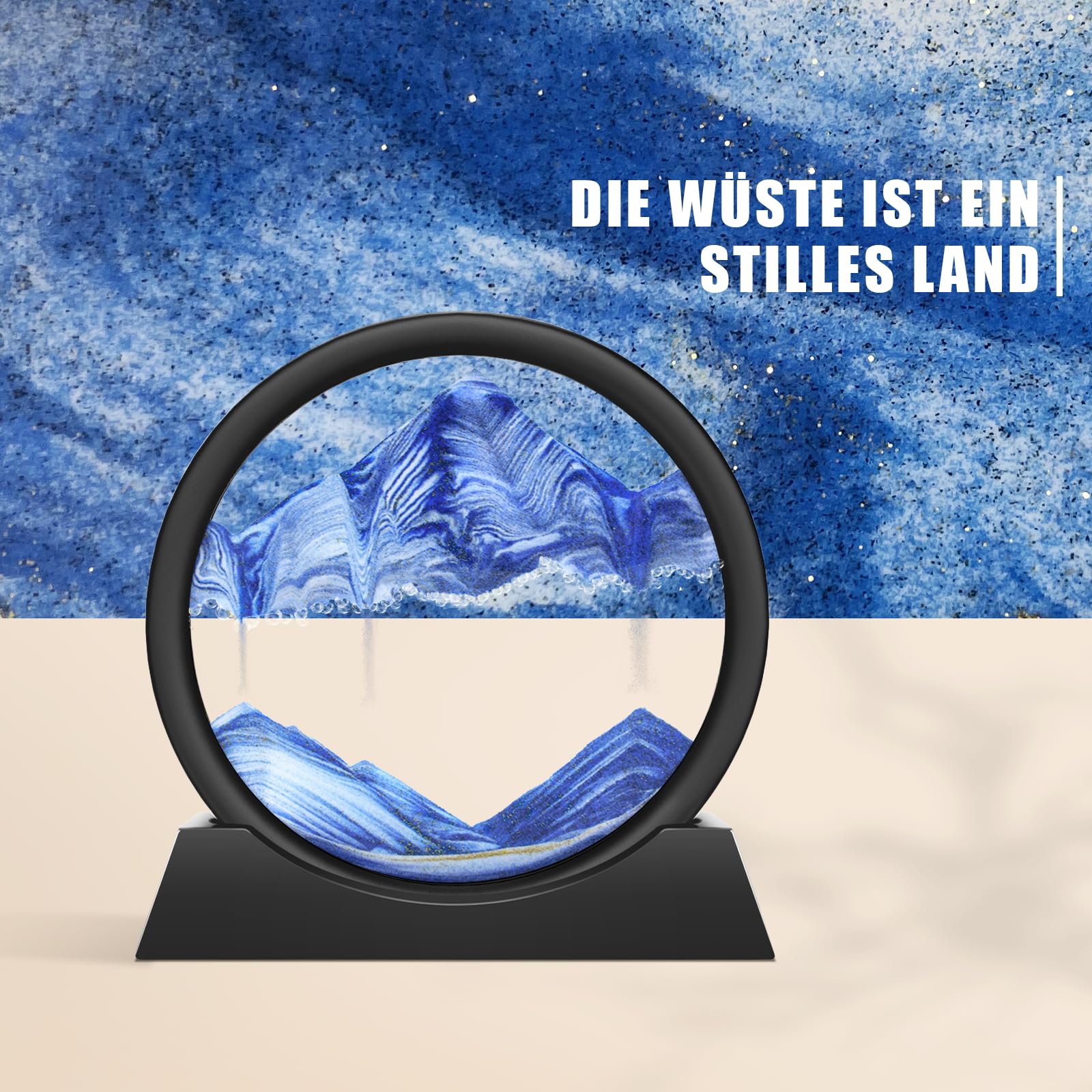 Wai Danie Sandbilder zum Drehen 3D Sandscape - die Sandkunst in Tiefsee Fließende Sandmalerei Sandbild Geschenke Sanduhr Deko Aesthetic für Büro Wohnzimmer Schreibtisch Erwachsene Kinder (blau, 7'') 5