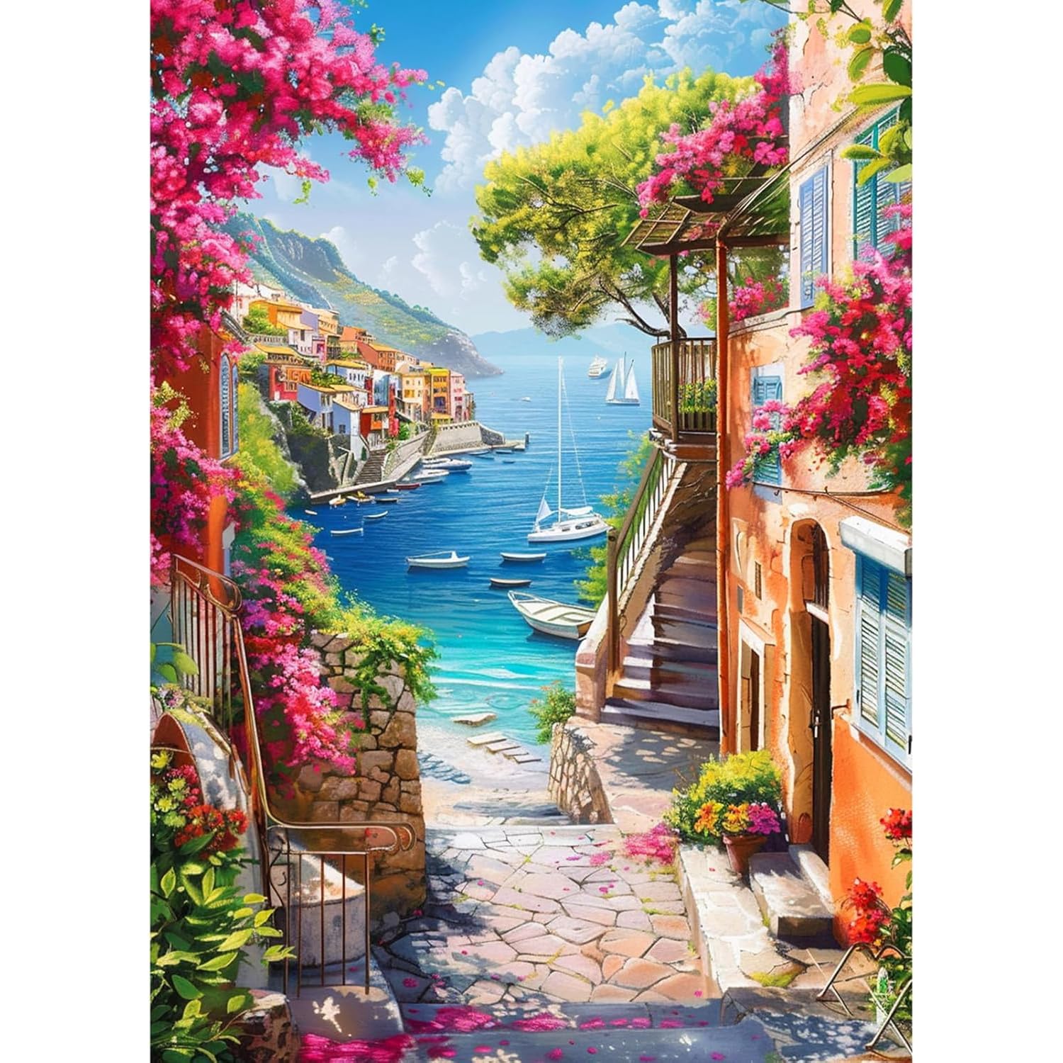 Yaostarart Paint by Numbers for Adults,Seaside Adult Paint by Numbers Canvas Kits,Seaview Paint by Number Canvas,Number Painting Adults for Gifts Home Wall Decor 12x16inch
