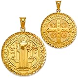 JEWELHEART 14K Real Gold Saint Benedict Medals 18mm