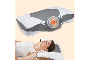 IKSTAR Cervical Neck Pillow for Neck Pain, Memory Foam Neck Pillow for Sleeping, 2 in 1 Stomach Sleeper Pillows for Neck Shoulder Pain Relief, Bed Pillow for Side, Back, Sleeper (Green-Queen Size)