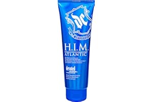 Devoted Creations H.I.M Atlantic Tanning Lotion - Blue Hued Anti-Orange Color Correcting Bronzer - Oil Absorbing + Tattoo Protecting + Ultra-Dark Tanning Formula 8.5 oz.