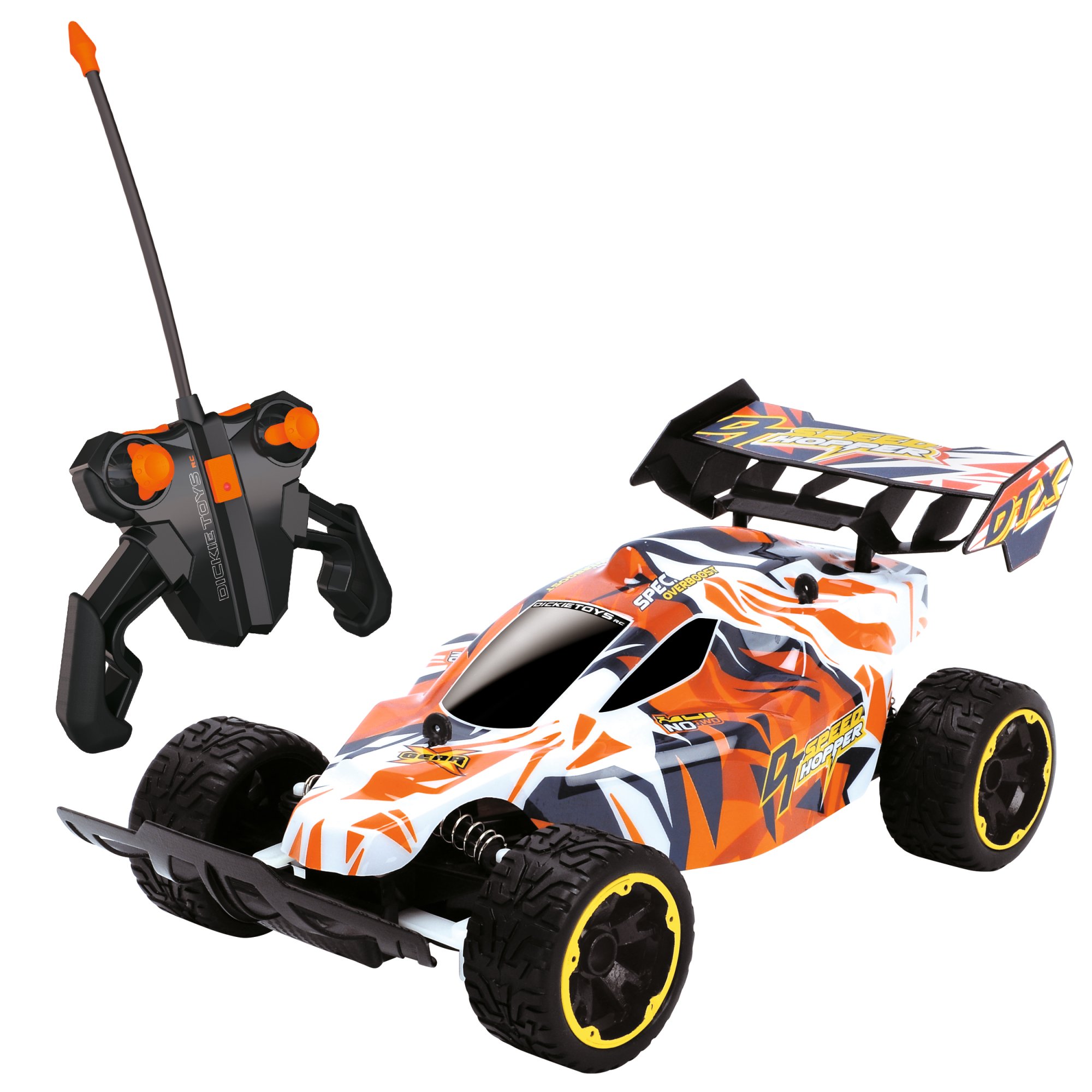 Dickie 201119465 Toys RC Speed Hopper, Remote Controlled Toy Car with Spring-Loaded Wheel Forks for Boys and Girls from 6 Years, 2-Channel Radio Remote Control, Racing Car with 10 km/h for Stunts