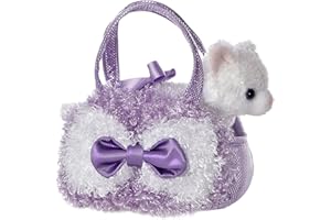 Aurora World Fancy Pals Plush Curly Lavender Pet Carrier Purse