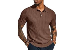 PJ PAUL JONES Mens Knit Polo Shirt Short Sleeve Hollow Out Knit Shirt Texture Knitted Polo