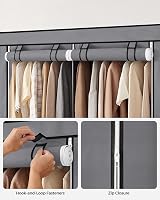 SONGMICS Portable Clothes Wardrobe 2 Hanging Rails Grey 45x127x176cm view 9