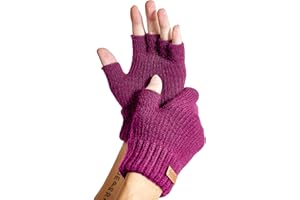 JYUYNY Fingerless Gloves for Women Men, Winter Warm Alpaca Wool Stretch Knit Adult Half Finger Glove for Typing, Driving