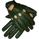 Genuine Leather Gloves for Men (Green, Large)