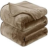 Soft Travel Size Throw for All Season Warm Fuzzy Microplush Lightweight Thermal Fleece Summer Autumn Fall Winter Spring Blankets for Bed Couch Sofa,50x60 Inches,Taupe