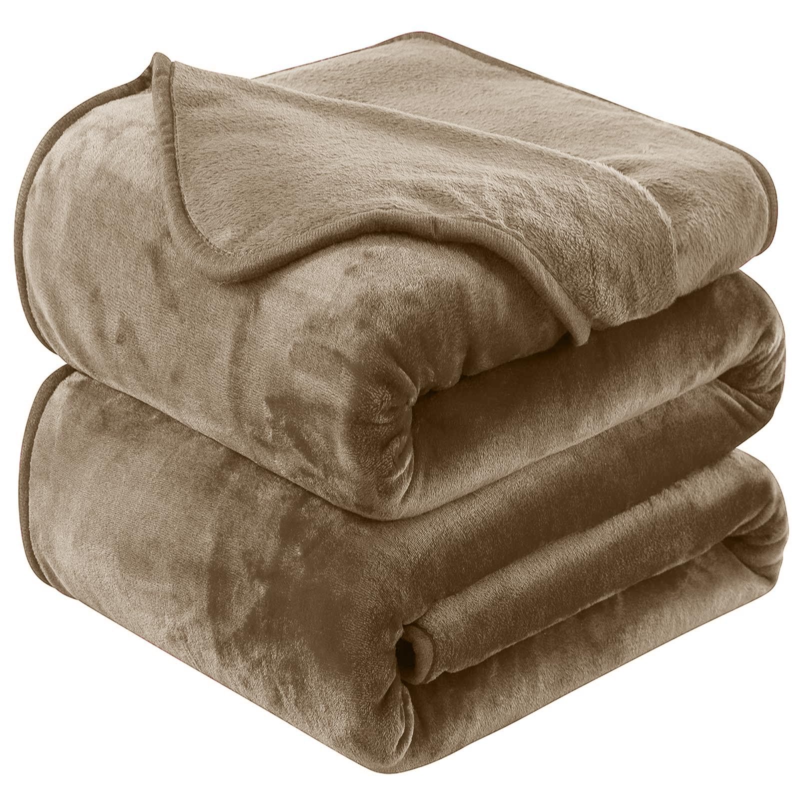 Photo 1 of Soft Queen Size Blanket for All Season Warm Fuzzy Microplush Lightweight Thermal Fleece Summer Autumn Fall Winter Spring Blankets for Queen Full Bed Couch Sofa,90x90 Inches,Taupe