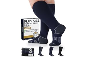Pembrook Plus Size Compression Socks for Women Wide Calf - 3 Pairs, 20-30mmHg Extra Wide Calf Compression Socks, Up to 4XL