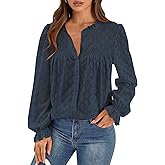 PRETTYGARDEN Women's Lace Long Sleeve Button Down Blouse