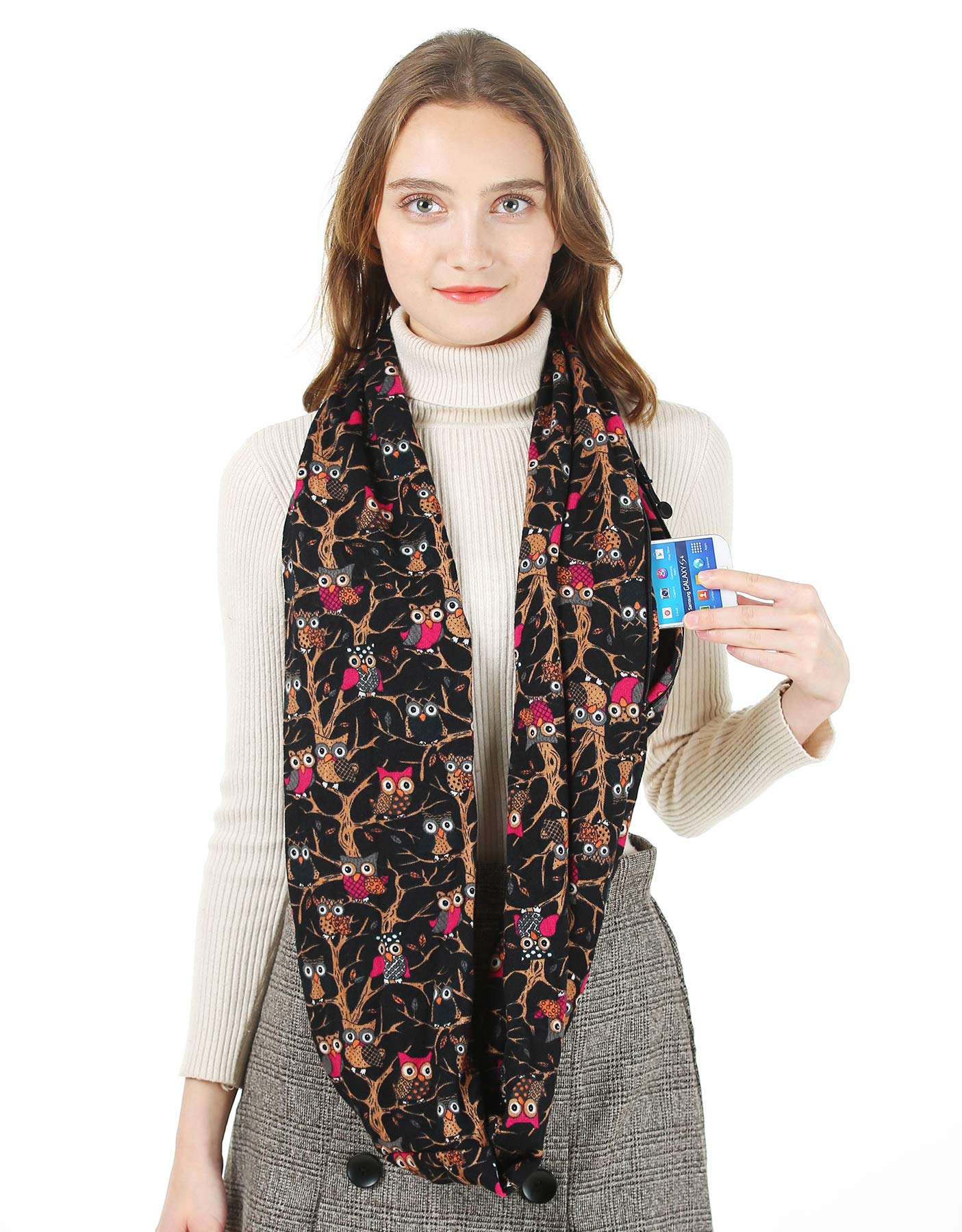 YIVEKO Infinity Scarf with Zipper Pocket Women Plaid Scarf Winter Cashmere Feel YIVEKO Infinity Scarf with Zipper Pocket Women Plaid Scarf Winter Cashmere Feel