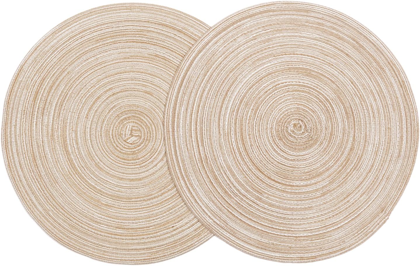 SHACOS 38cm Round Placemats Set of 6 Braided Woven Place Mats Washbale Table Placemat Round Heat Resistant Table Mats for Kitchen Dining Home Restaurant Beige - Image 4