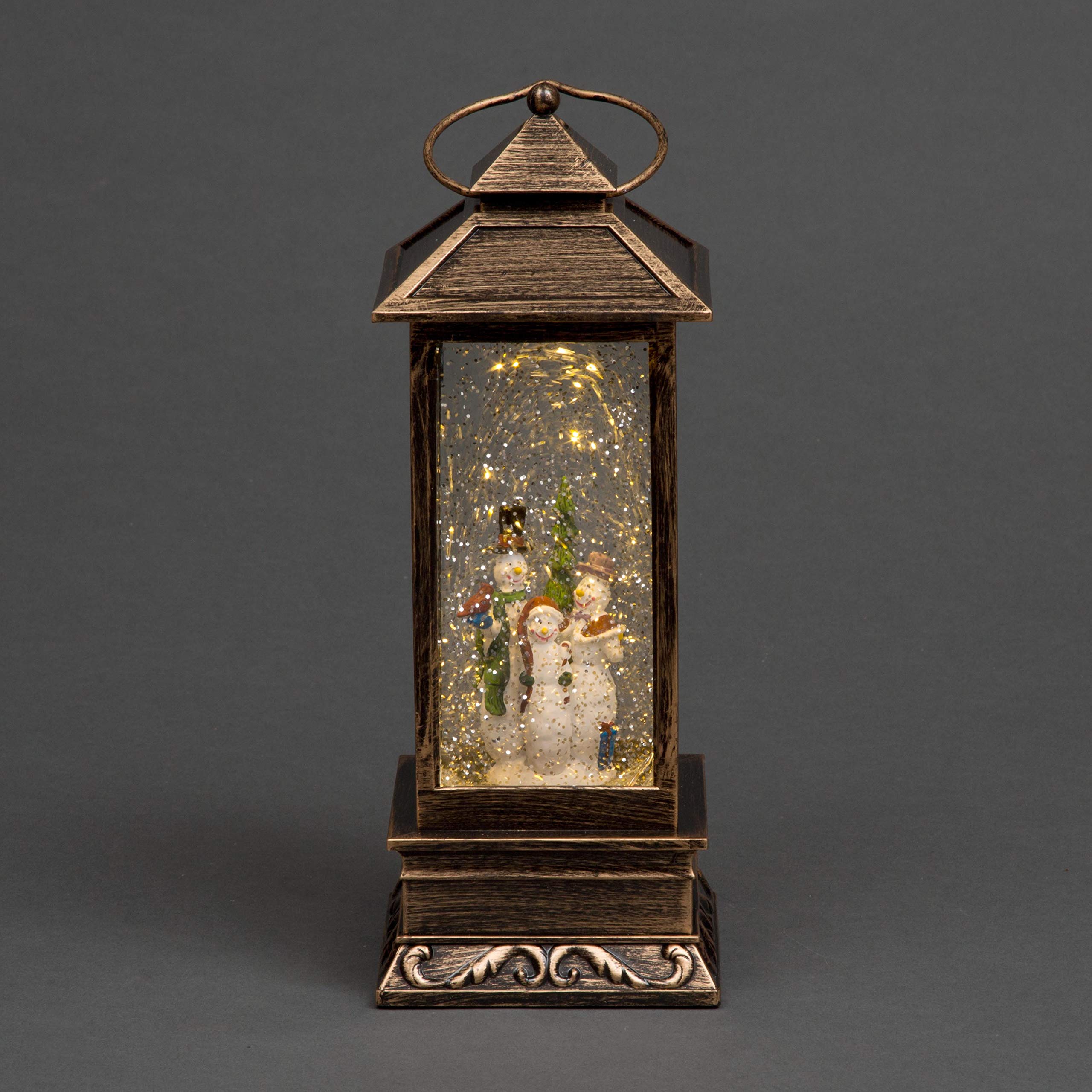 Water Filled Swirling Glitter Musical Lantern USB And Battery Operated LED Christmas Light Nativity Snowing Spinning Xmas Home Snow Globe Decoration Rectangle Shape Snowman Family Scene