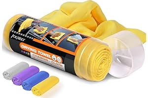 IDEMEET Premium Absorbent Car Drying Towel, 26"x17" Large Chamois Cloth Shammy Towel for Vehicle, Reusable Chamois Shammy Towel for Car, Bathroom, Dust Remove, No Spots/Streak/Scratch, Yellow