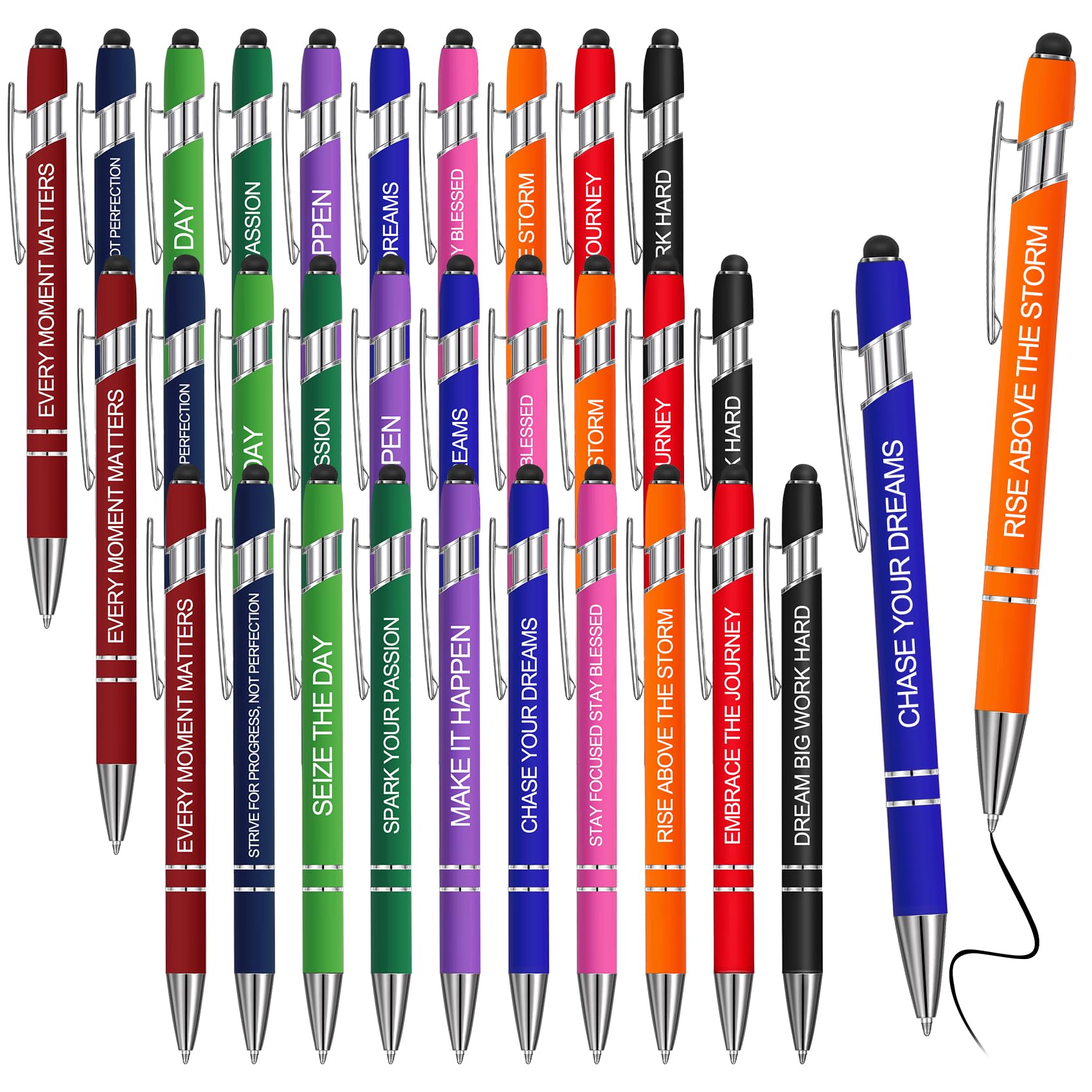 CUSEVE 30pcs Motivational Pens Bulk Multipack Inspirational Positivity Gifts Positive Messages With Stylus Tips Office Black Ink For Women Men School Writing Pen Sayings