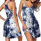 Ekouaer Women Nightgowns Sleeveless Sleepwear Spaghetti Strap Racerback Pajama Dress Nightshirt S-XXL