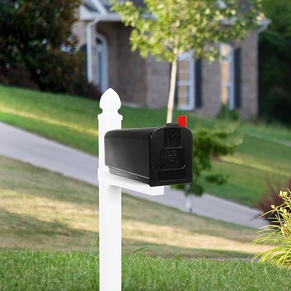 ARCHITECTURAL MAILBOXES PARSONS MEDIUM CAPACITY, PLASTIC POST MOUNT MAILBOX, BLACK