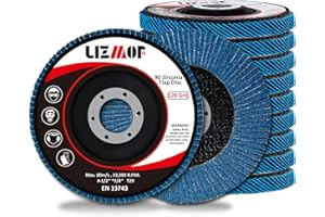 LIZMOF Grinding Wheel 4-1/2 x 7/8 Inch for Angle Grinder, 120 Grit Flap Disc for General Purpose Metal & Stainless Steel, Type 29 Flap Wheel, Zirconia Abrasive Grinding Disc, 90 Beveled Blades, 10PACK