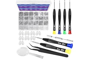 Eyeglass Repair Kit, Jeimier Glasses Repair Kit with Eyeglass Screws, Glasses Screwdriver, Eyeglass Nose Pads, Tweezers for Eyeglass Sunglasses Spectacles Repair, Complete Repair Kit, Make Repair Easy