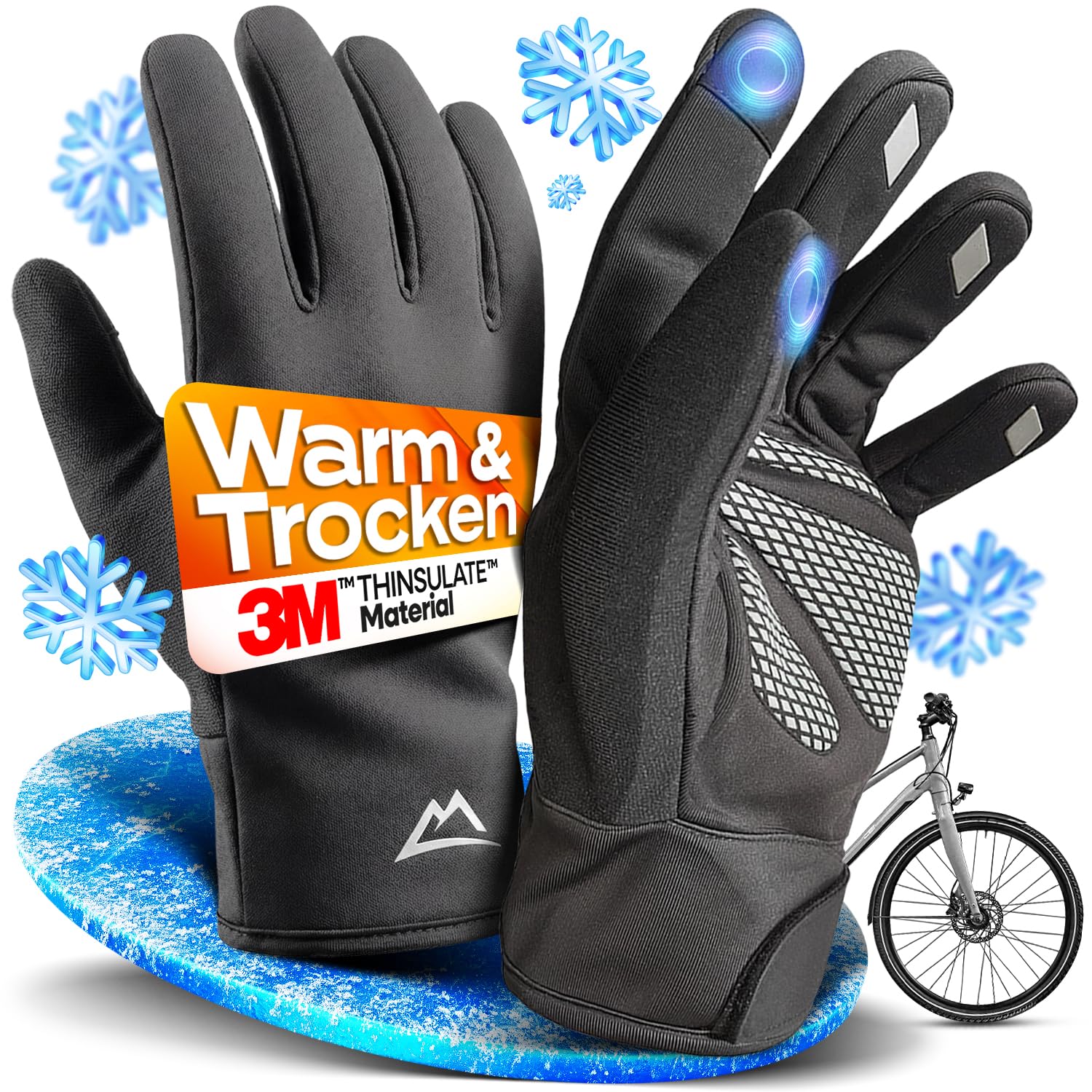 Nextcover® Winter Fahrradhandschuhe Herren & Damen mit ThermoShield 2.0 I Unisex Winterhandschuhe Fahrrad in Größe S-XXL I Warme & wasserdichte Thermo Fahrrad Handschuhe Winter wasserdicht