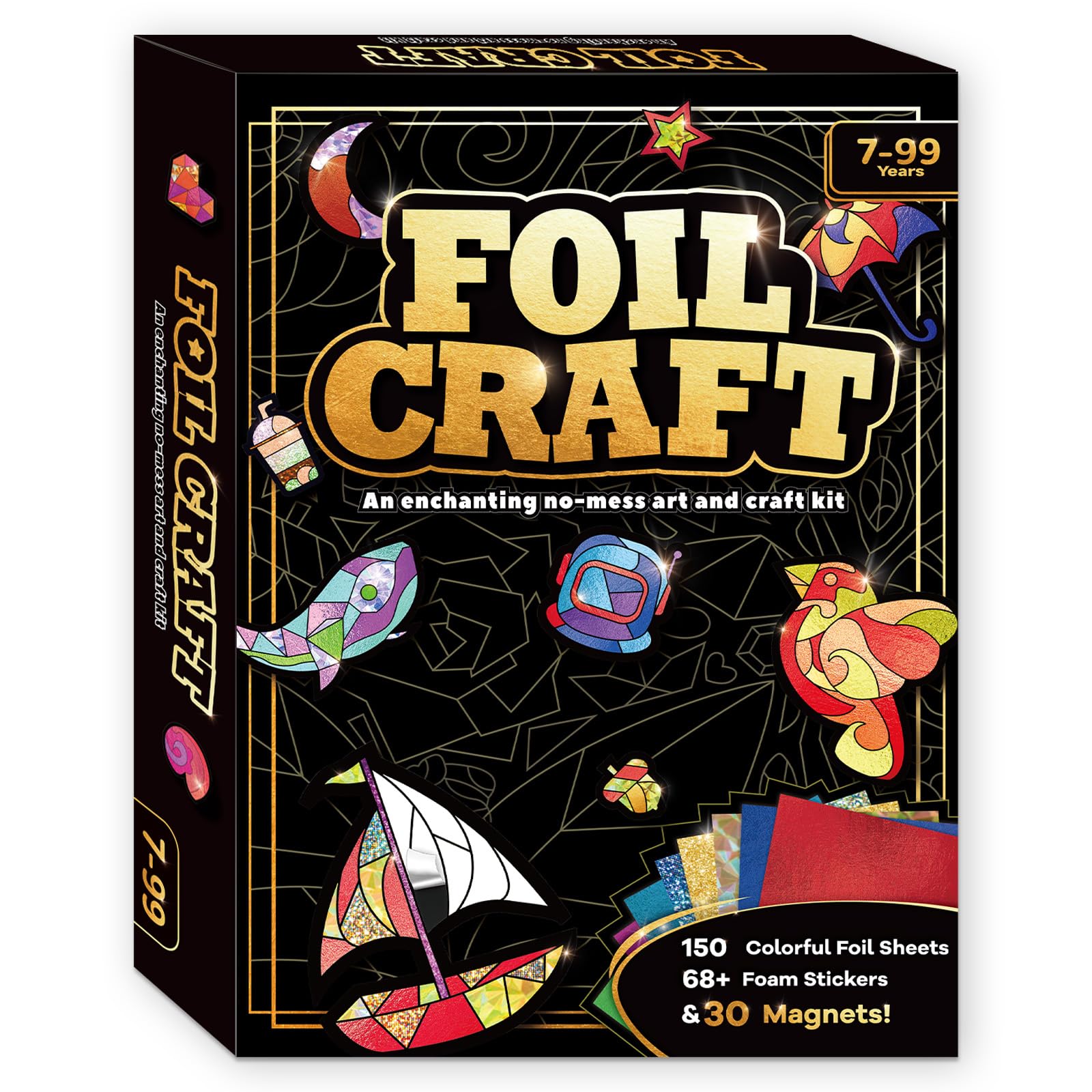 FLUXOJOY Foil Art Craft Kits for Kids, Mess -Free Fun Activity Set for Child, DIY Printing Craft Kits, Easter Party Gifts for Ages 4 5 6 7 8 9 10 11 12 Years and Up, Art Travel Toys for Boys Girls