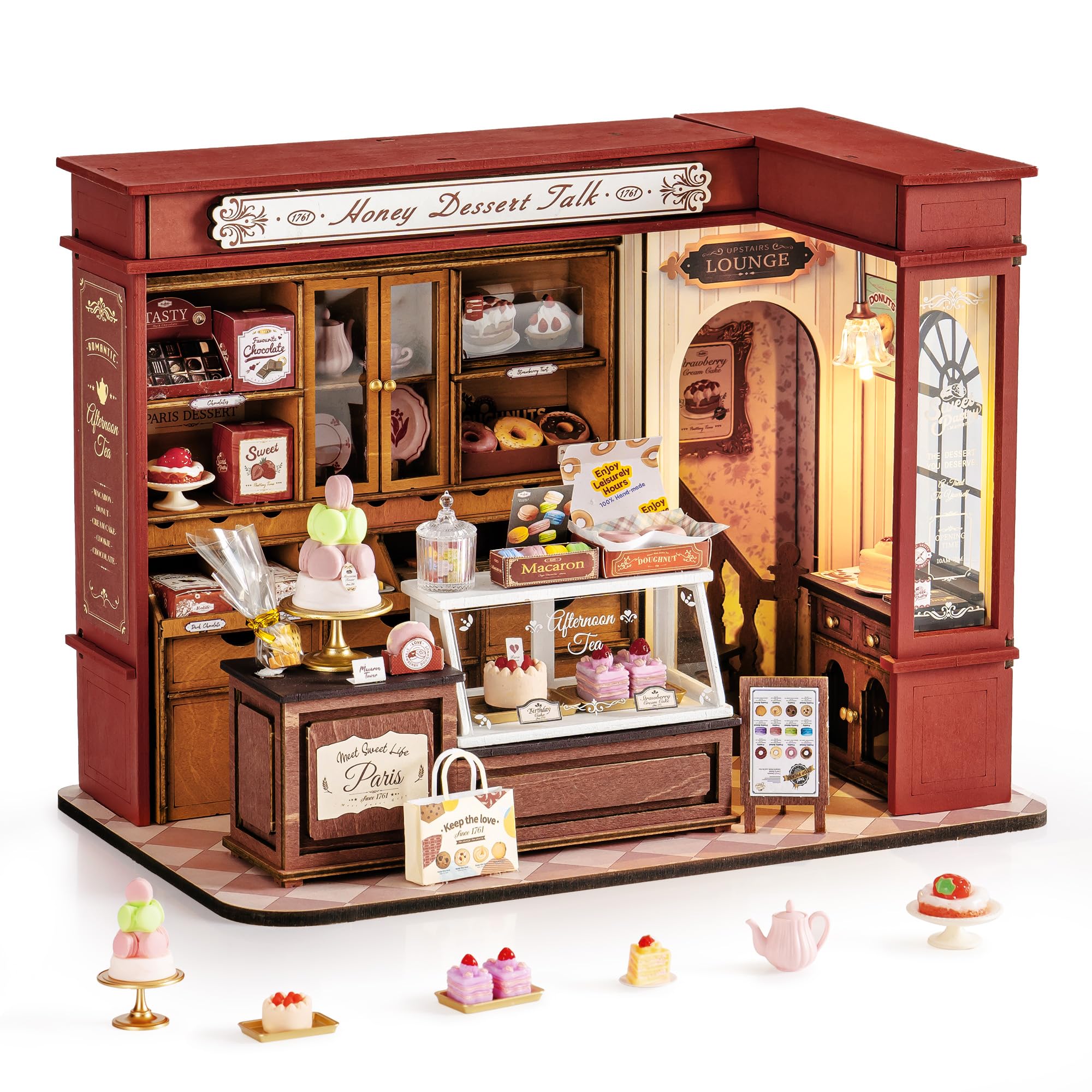 Rolife DIY Miniature House Kit for Adults Honey Dessert Talk Model Kits Miniature Dolls House Home Decoration Dolls House Kits to Build Adults Birthday Gift