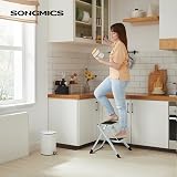SONGMICS 2 Step Ladder Heavy Duty Steel Folding Portable 150 kg GSL02WT White view 2