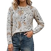 MINSURE Women's Floral Print Sweater Crew Neck Long Sleeve Soft Knit Pullover Tops for 2026 Spring Casual Wear
