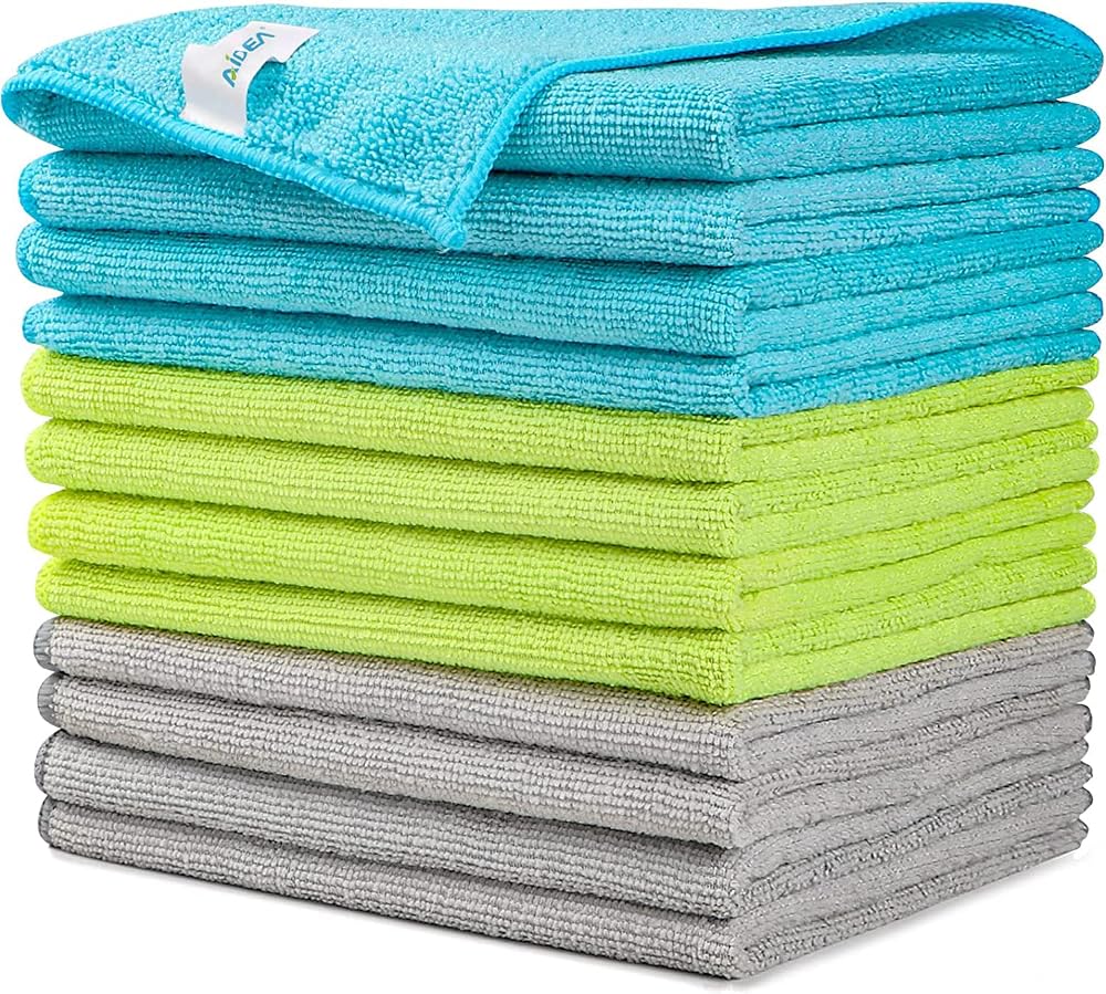 AIDEA Microfibre Cleaning Cloths Pack of 12 30x30 cm Lint Free Streak Free