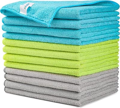 AIDEA Microfibre Cleaning Cloths Pack of 12 30x30 cm Lint Free Streak Free