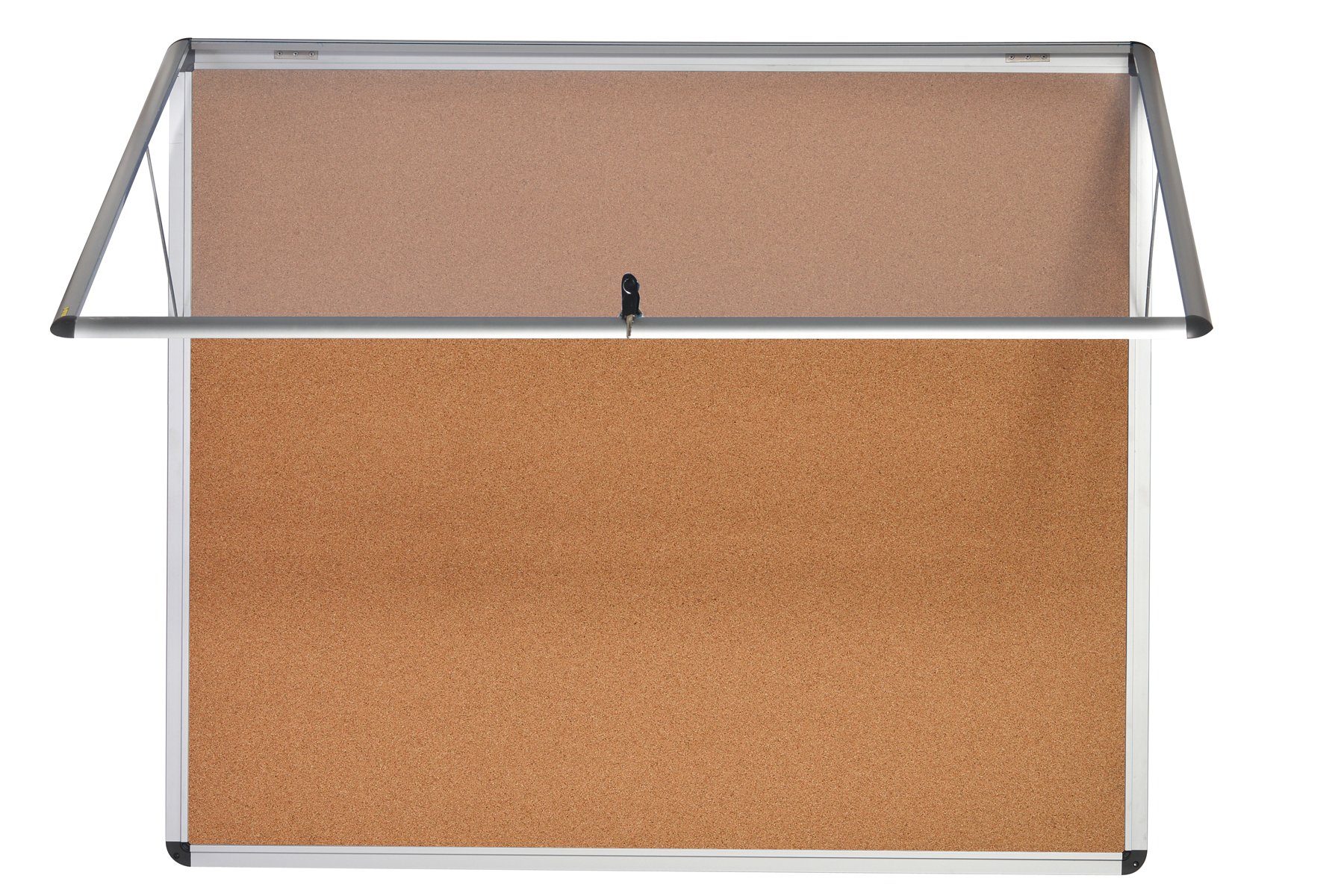 Bi-Office Display Case Enclore, Cork Surface, Top Hinged Acrylic Door, Aluminium Frame, 87.4 x 60.3 cm (8X A4), Natural