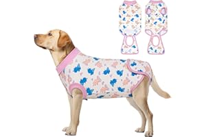 cyeollo Recovery Suit for Dogs Surgery Suit Female Spay Soft Breathable Pet Onesie Bodysuit Male Dog Neuter, Small Medium Dogs Surgical Recovery Shirt, Dinosaur, L