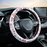 Colorful Flowers Steering Wheel Cover Auto Jacquard Steering Wheel Protector, Anti-Slip, Breathable, Absorbing Sweat, Universal Car Accessories 14.5–15 inch,Fit for Most Car, Trucks, SUV