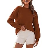 BTFBM Womens Casual Long Sleeve Sweaters Crew Neck Oversized Ribbed Knit Pullover Sweater 2025 Fall Winter Jumper Tops