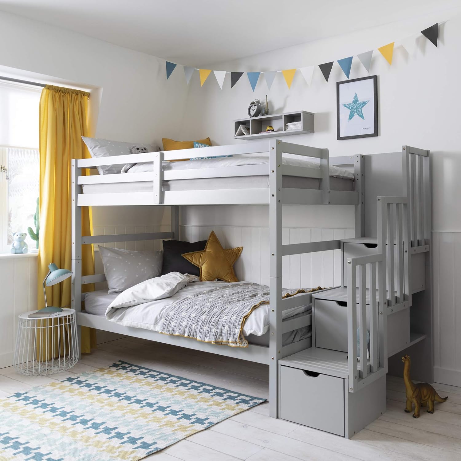 Noa And Nani Maya Bunk Bed With Steps And Drawers Silk Grey