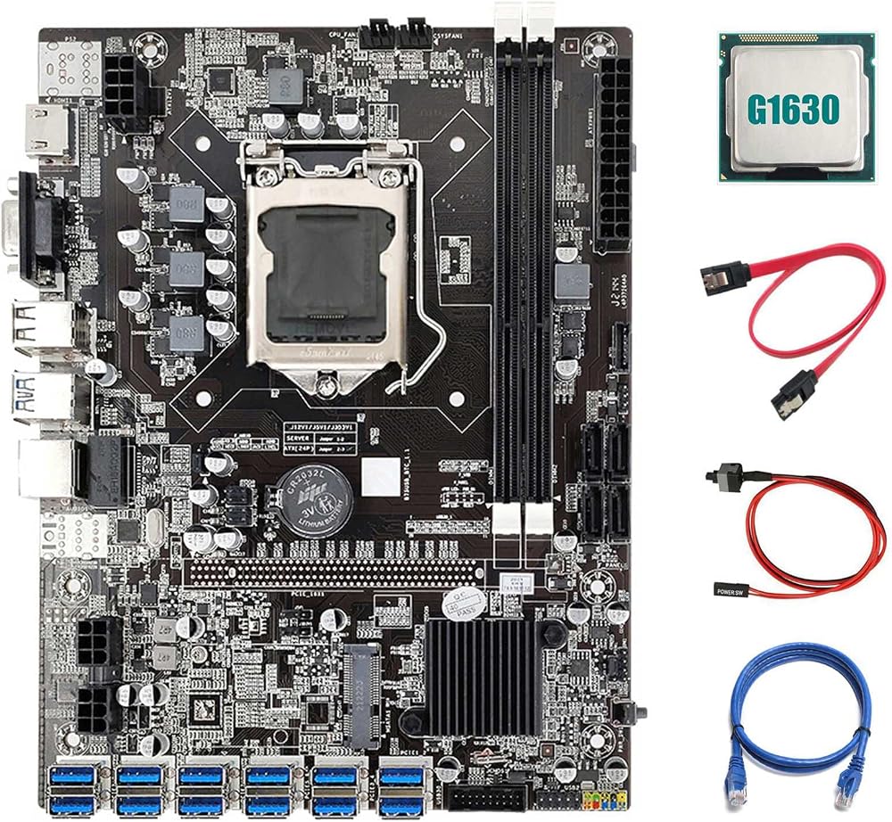 Lodokdre B75 ETH Miner Motherboard 12 PCIE USB3.0 G1630 CPU LGA1155