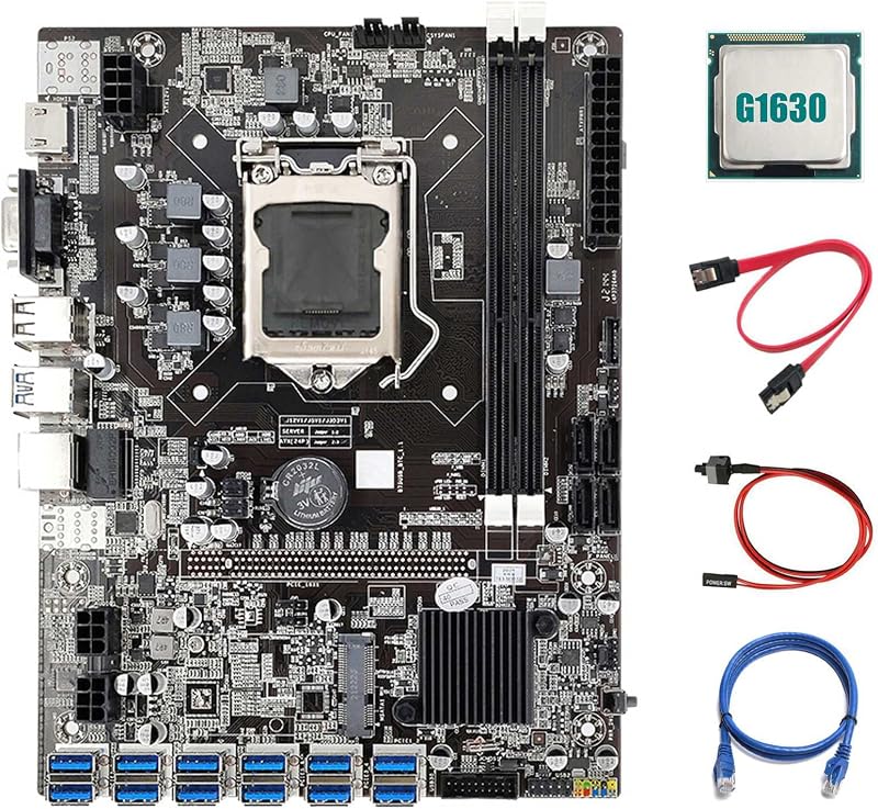Lodokdre B75 ETH Miner Motherboard 12 PCIE USB3.0 G1630 CPU LGA1155
