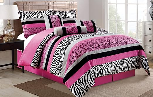 Amazon Com 7 Piece Oversize Hot Pink Black White Zebra Leopard