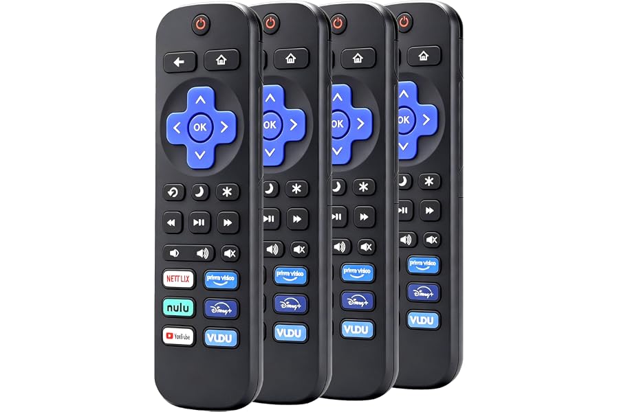 Gotellx 4 Pack Replacement Remote Controls for Roku TV | No Setup Required,for TCL/Hisense/Sharp/Philips/Onn/Element/Insignia Roku TV (Not Compatible with Roku Stick, Box or Speaker)
