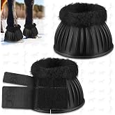 Abbylike 1 Pair Fleece Bell Boots for Horses | Protect Against Hoof Impact Trauma, Rubber Bell Boots Horse Care for Turnout No Rub Design Comfort Quick Wrap Hook and Loop