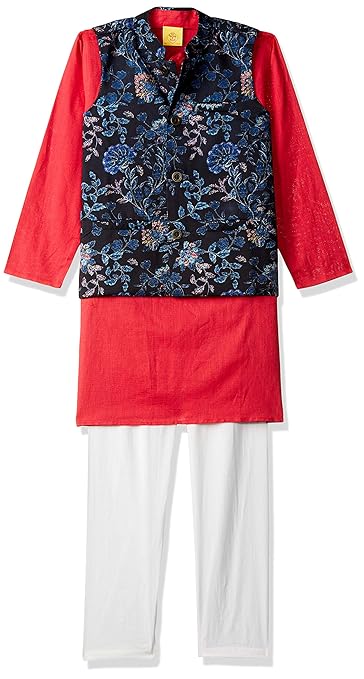 Boy's Cotton Kurta Pyjama (ILW19I19029I_Red_4-5yrs)