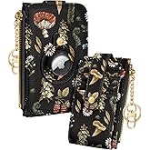 Miss Adola Cute Card Wallet Women with AirTag Holder - Mogu Genuine Leather Small Wallets with Keychain RFID Credit Cardholder Air Tag Aesthetic Coin Purse for Female Ladies Teen Girls